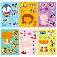 48pcs Animal Make A Face Stickers, Make You Own Cartoon Animal Mix And Match Stickers For Laptop Luggage Water Bottle, Cute Vinyl Waterproof Stickers For Party Favor Supplies Birthday Craft - Multicolor - View 11