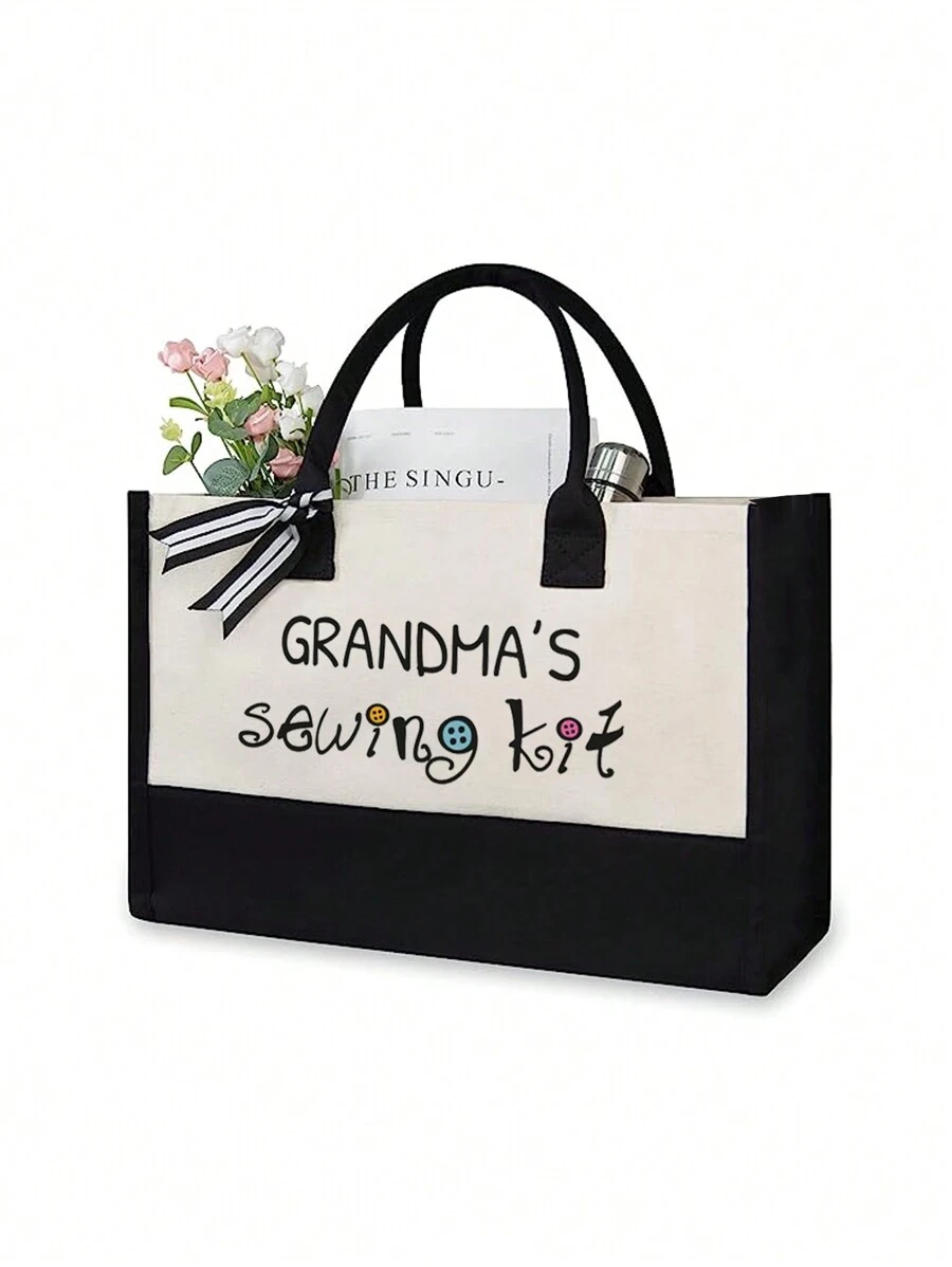 Personalised Canvas Tote Bag, Grandma Gifts, Reusable Canvas Tote Bag