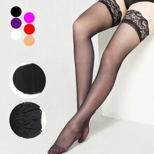 Medias De Liguero Huecas De Sexy Jacquard Medias De Rejilla ,medias ligueros, medias de mujer, ligueros de mujer - Negro - Ver 5