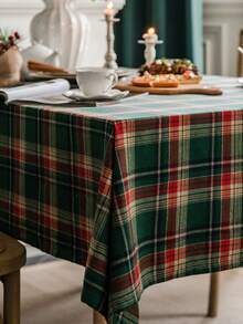 1片美國節日風格全聚酯格紋方形桌布套 - 紅綠色 - 查看 5