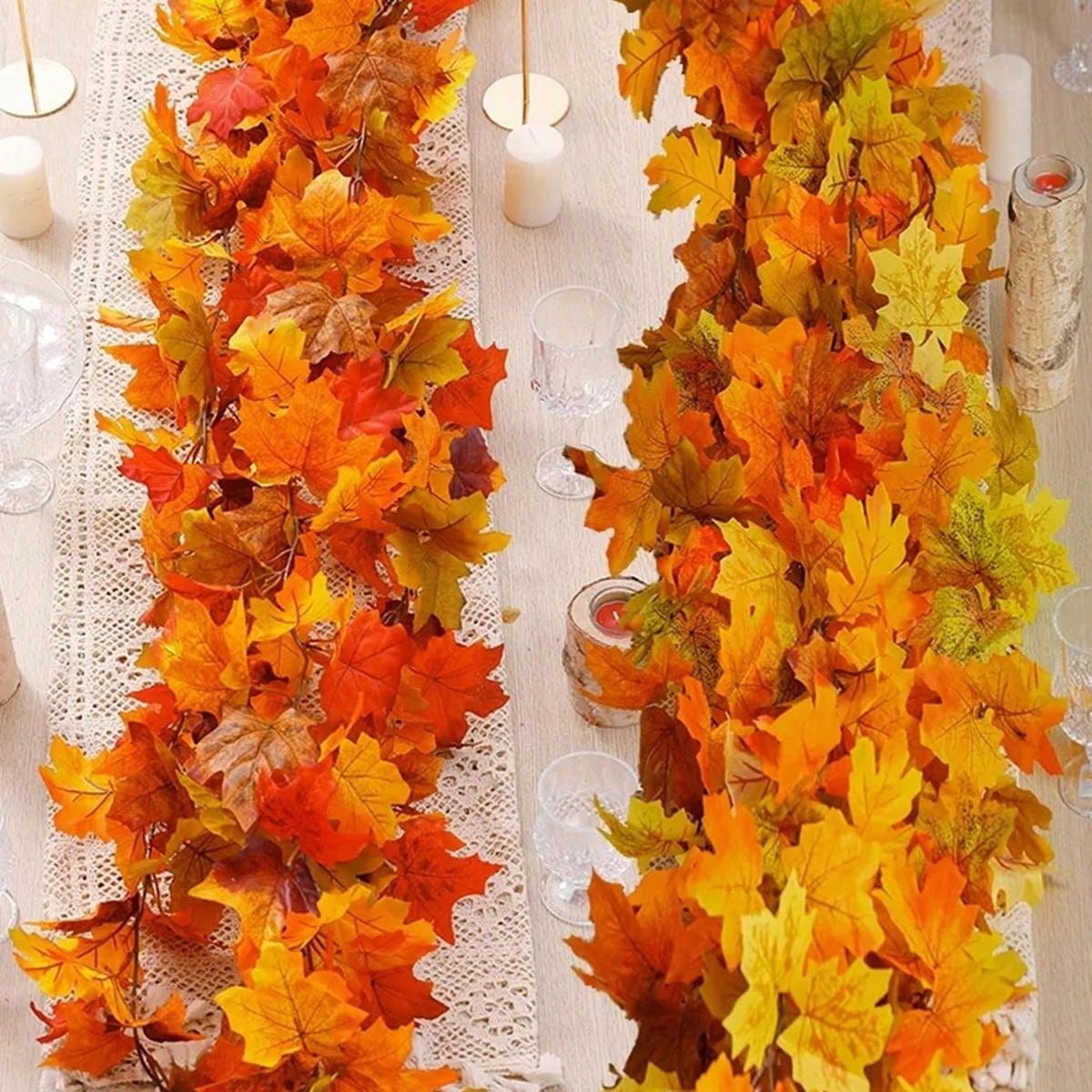 Simulated Red Maple Leaf Rattan Pipe Winding Grille Ceiling Decoration