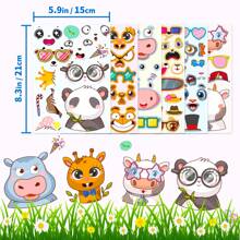 48pcs Animal Make A Face Stickers, Make You Own Cartoon Animal Mix And Match Stickers For Laptop Luggage Water Bottle, Cute Vinyl Waterproof Stickers For Party Favor Supplies Birthday Craft - Multicolor - View 7