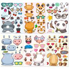 48pcs Animal Make A Face Stickers, Make You Own Cartoon Animal Mix And Match Stickers For Laptop Luggage Water Bottle, Cute Vinyl Waterproof Stickers For Party Favor Supplies Birthday Craft - Multicolor - View 10