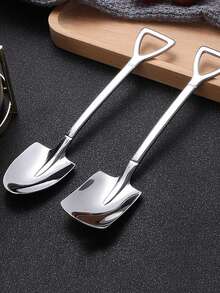 8pcs/set Stainless Steel Ice Cream Spoon, Fruit Scoops, Dessert Spoons, Retro Tableware - Silver - View 3