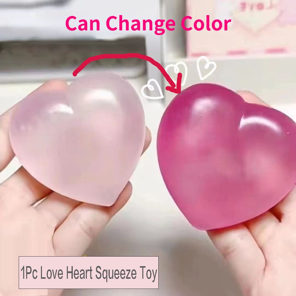1Pc Cute Heart Squeeze Toy Change Color Fidget Squishy Toy Antistress
