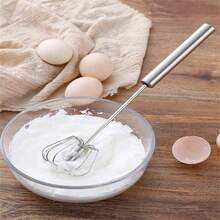 1 件不鏽鋼半自動旋轉打蛋器手持式家用攪拌攪拌器 - 銀色 - 查看 6