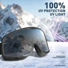 Kapvoe 新品單層滑雪鏡摩托車擋風玻璃防霧滑雪眼鏡單板滑雪護目鏡防風防霧滑冰護目鏡適合冬季運動,如雪地摩托車、摩托車等。 - 黑色 - 查看 4