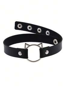 1 pezzo Collana in pelle PU con orecchie di gatto personalizzata da donna, catena alla moda per la clavicola come accessorio per cosplay o decorazione per feste in discoteca, Ognissanti