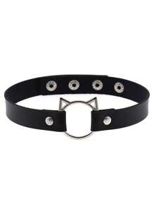 1 pezzo Collana in pelle PU con orecchie di gatto personalizzata da donna, catena alla moda per la clavicola come accessorio per cosplay o decorazione per feste in discoteca, Ognissanti