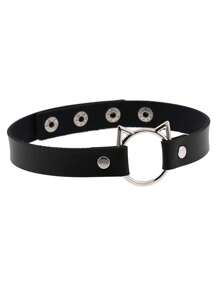 1 pezzo Collana in pelle PU con orecchie di gatto personalizzata da donna, catena alla moda per la clavicola come accessorio per cosplay o decorazione per feste in discoteca, Ognissanti