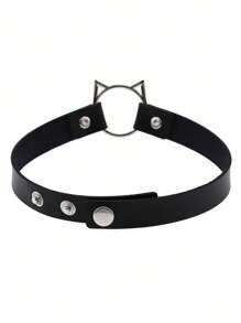 1 pezzo Collana in pelle PU con orecchie di gatto personalizzata da donna, catena alla moda per la clavicola come accessorio per cosplay o decorazione per feste in discoteca, Ognissanti