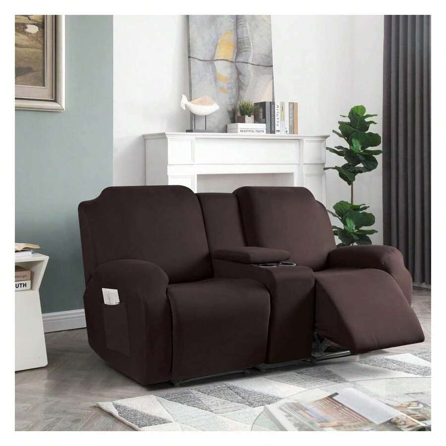 YiYan1 Reclining Loveseat with Middle Console Slipcover, 4 Piece
