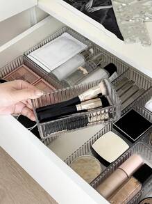 6 pièces/set Boîte de rangement de maquillage pour tiroir, Tiroir de commode transparent, Organisateur de pinceaux de maquillage, Coffret à bijoux multicompartiments avec système anti-chute, Décoration de chambre exquise, Décoration d'intérieur, Décoration d'automne, Décoration de chambre, Soleil, Voyage, Cool