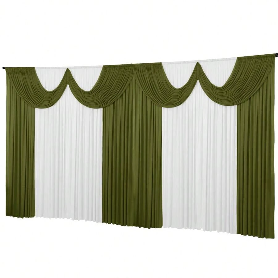 Dennis Confecções Curtains - Green and White - View 1