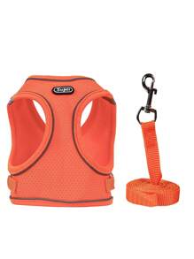 Supet 1set Reflective And Easy To Wear Small Dog Pet Chest And Back Harness With Leash, Suitable For Indoor And Outdoor Walking - Orange - View 6