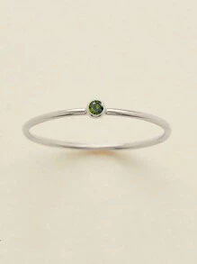 1 peça Anel de aço inoxidável e ouro 14k para mulheres, estilo minimalista e elegante, design de pedra de nascimento de dezembro