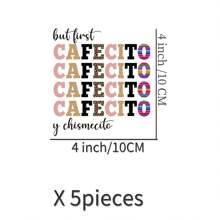 5片uv Dtf杯套轉印貼紙,適用於20oz或16oz的libbey玻璃杯,可轉印咖啡和巧克力圖案,適用於任何硬表面上的工藝轉印貼紙,裝飾貼紙及磨沙轉印貼紙 - 卡其色 - 查看 4