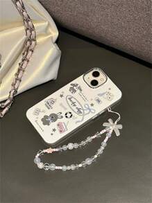 Cartoon Cute Rabbit Design Phone Case With Strap, Compatible With Iphone 14 Pro Max/13 Pro Max/12/11, Sweet And Cool Style Compatible With iPhone15/15Plus/15Pro/15Promax - White - View 6