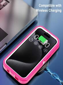 3-layer Heavy Duty Grade Shockproof Phone Case With Full Body Protection, Comes With 2 Screen Protectors - Hot Pink - View 2