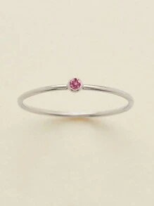 1 peça Anel de aço inoxidável e ouro 14k para mulheres, estilo minimalista e elegante, design de pedra de nascimento de dezembro
