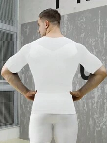 Men's Seamless Body Shaper Underwear For Tummy Control And Posture Correction Gym Clothes Men,Compression Top - White - View 2