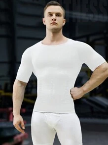 Men's Seamless Body Shaper Underwear For Tummy Control And Posture Correction Gym Clothes Men,Compression Top - White - View 1