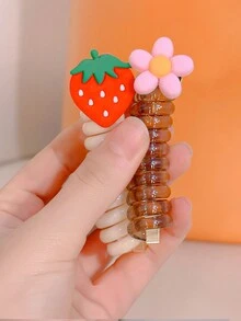 4 cái/gói Trẻ em Dễ thương Băng tóc Với Bowknot , Hoa , Dâu tây , Hình trái tim Đồ trang trí Không có Đàn hồi Dây tóc Đối với Cô gái Bím tóc - Nhiều màu - Xem 3