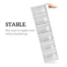 ITopRoad Shoe Storage Boxes 6 Pack Clear Plastic Stackable - White
