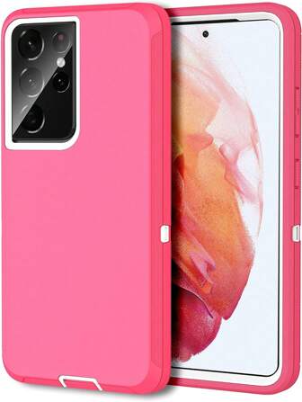Apple Pink Neon Heavy Duty Shockproof 3-Layer Full Body Protection Tough Hybrid Rubber Strong Phone Case Waterproof Anti-Fall Scratch Resistant