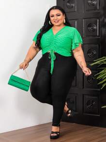 Plus Size Blouses - màu xanh lá - Xem 2