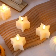 1入組led創意小方南瓜星模擬蠟燭電子氛圍燈,生日禮物裝飾燈飾 - 黃色 - 查看 9