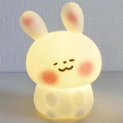 1只白色兔子造型暖光led夜燈,可愛的卡通動物燈可用於桌面裝飾、創意禮品、臥室床頭燈助眠、護眼燈、情人節裝飾,帶有led照明效果和餵食功能