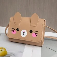 1 pieza Nuevo bolso cruzado mini lindo, bolso cruzado casual de gato de dibujos animados para niños, monedero pequeño para niñas, bolso de hombro y cartera para viajes y uso diario - Caqui - Ver 3