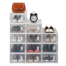 ITopRoad Shoe Storage Boxes 6 Pack Clear Plastic Stackable - White