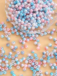 Perforated 3MM 4MM  5MM  6MM  8MM 10MM  gradient color pearl crafts necklace bracelet mobile phone chain DIY bead accessories - Dark Pink Blue - View 3