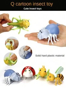 可愛的卡通昆蟲世界玩具,q版蜜蜂造型裝飾性蟋蟀蚱蜢塑料模型,瓢蟲蜘蛛飾品,兒童禮物和家庭裝飾的有趣動物模型