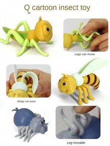 可愛的卡通昆蟲世界玩具,q版蜜蜂造型裝飾性蟋蟀蚱蜢塑料模型,瓢蟲蜘蛛飾品,兒童禮物和家庭裝飾的有趣動物模型