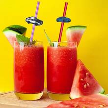 16入組10.23英寸可重複使用的直身飲料吸管,帶有車主題裝飾,6個隨機顏色和16種圖案,派對禮物吸管,聖誕禮物,適用於各種家庭聚會,生日聚會,主題派對,節日禮品 - 彩色 - 查看 5