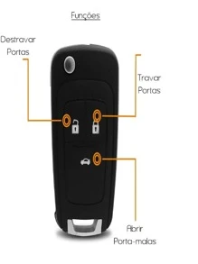 Chave Canivete Capa Carcaça Oca 3 Botões Gm Onix Prisma Spin - Preto - Visão 3