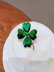 幸運胸針,四葉草胸針,綠寶石胸針,女性裝飾性胸針,美麗胸針,宴會配飾,派對配飾 - 綠色 - 查看 1