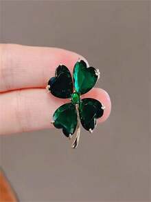 幸運胸針,四葉草胸針,綠寶石胸針,女性裝飾性胸針,美麗胸針,宴會配飾,派對配飾 - 綠色 - 查看 9
