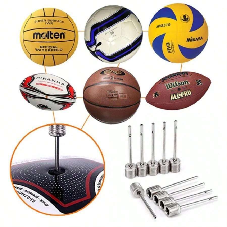 10pcs Sport Ball Inflating Pump Needle For Football Basketball Soccer Inflatable Air Valve Adaptor Stainless Steel Pump Pin - Silver - View 1