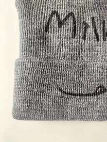 新款冬季保暖帽,兒童針織帽,帶有貓耳朵和摺邊,嬰兒鳥帽 - 灰色 - 查看 4