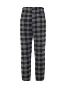 男士格紋和拼色休閒家居彈性腰帶長褲 - 灰色 - 查看 2