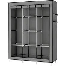 Closet Organizador de Ropa, Closet Organizador de Ropa Armario Minimalista, Bolsa de Almacenamiento de Ropa de Gran Capacidad,Armable y PortáTil, para Ropa Organizador Ropero Plegable Colgar - Gris - Ver 6