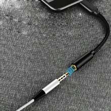 1入type-c轉lightning 3.5mm耳機插孔轉換器,帶線控音樂和通話功能 - 黑色 - 查看 7