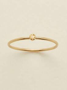 1件装 12月生日石款式 简约时尚 女士14K不锈钢戒指（提示：由于生产批次不同，可能存在一些色差） - 金黃色 - 查看 45