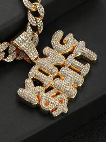 1件男士嘻哈3D水钻镶嵌双排字母和King Hit标志吊坠项链，个性化街舞饰品 - king hit吊墜項鍊 - 查看 14