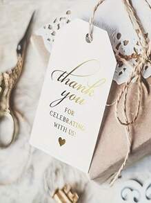 Geluksserie Gouden bedanklabels - Perfect voor: huwelijkscadeaus, babyshowers, vrijgezellenfeesten, verjaardagen of speciale evenementen, 50 stuks