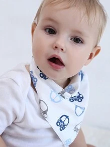 Baby 1pcs Cartoon Print Handkerchief - White - View 3